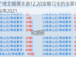 关于倩女幽魂手游12.20宝箱口令的全面攻略与指南2021