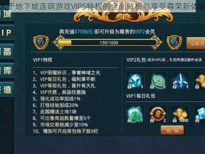 关于地下城连萌游戏VIP5特权的全面解析与享受尊荣新体验