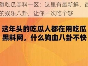 网曝吃瓜黑料一区：这里有最新鲜、最热门的娱乐八卦，让你一次吃个够