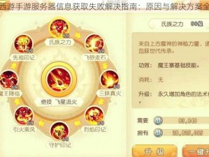 梦幻西游手游服务器信息获取失败解决指南：原因与解决方案全解析