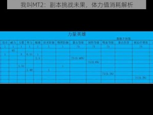 我叫MT2：副本挑战未果，体力值消耗解析