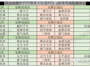 国志战略版开荒最强大队伍研究：探索最佳配置组合