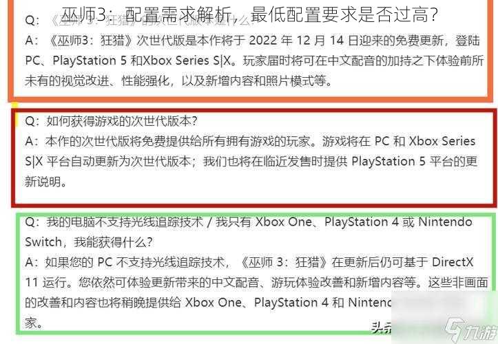 巫师3：配置需求解析，最低配置要求是否过高？