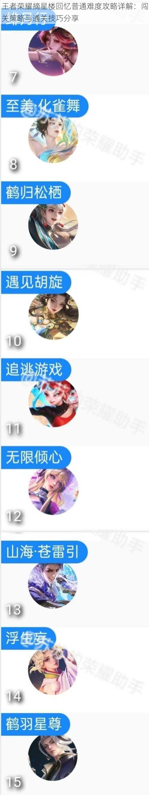 王者荣耀摘星楼回忆普通难度攻略详解：闯关策略与通关技巧分享