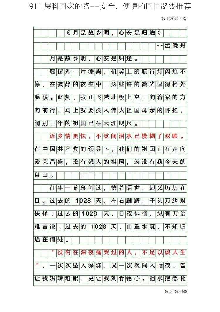 911 爆料回家的路——安全、便捷的回国路线推荐