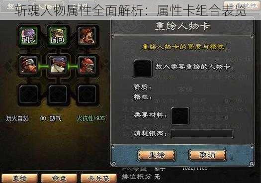 斩魂人物属性全面解析：属性卡组合表览