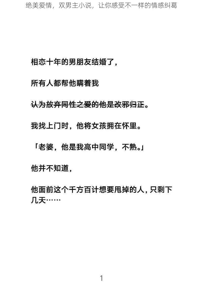 绝美爱情，双男主小说，让你感受不一样的情感纠葛