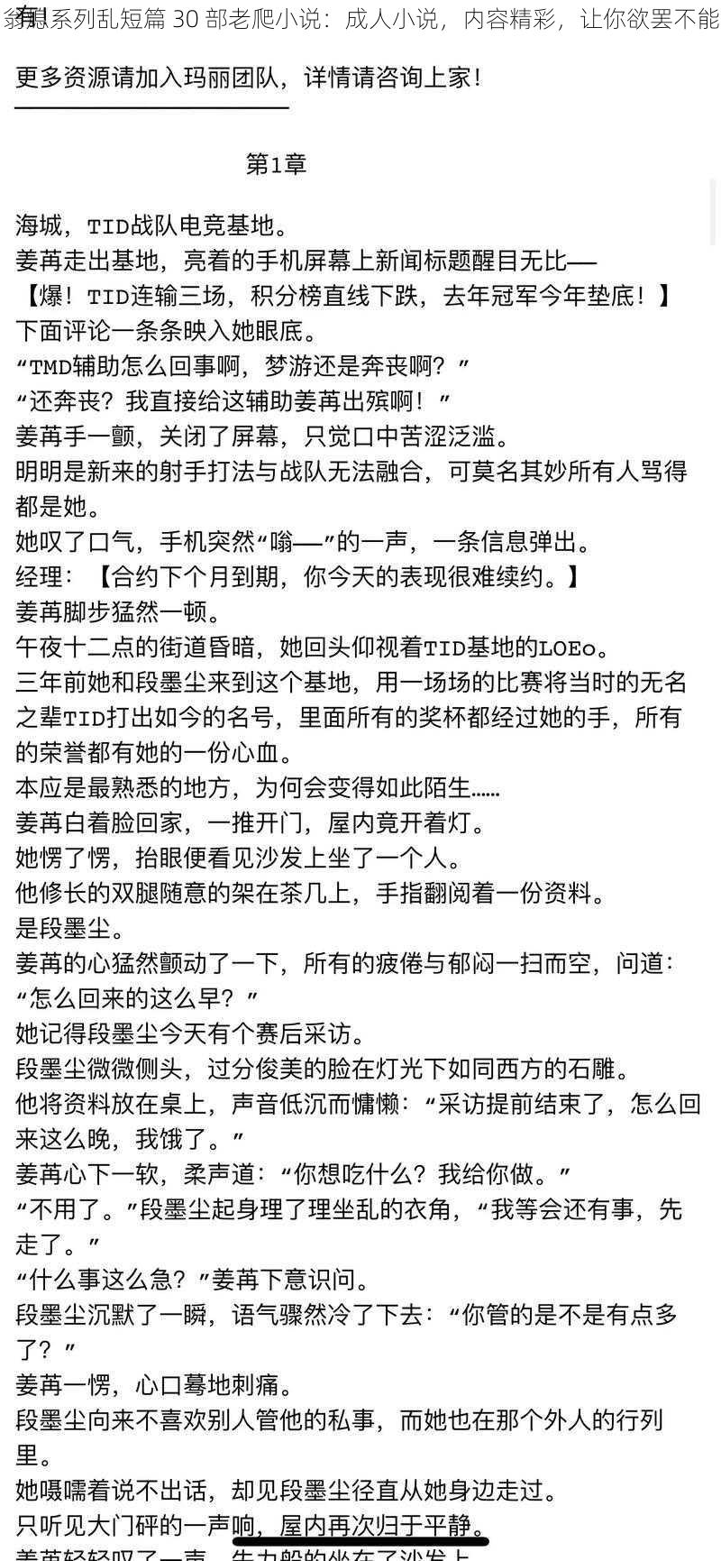 翁熄系列乱短篇 30 部老爬小说：成人小说，内容精彩，让你欲罢不能