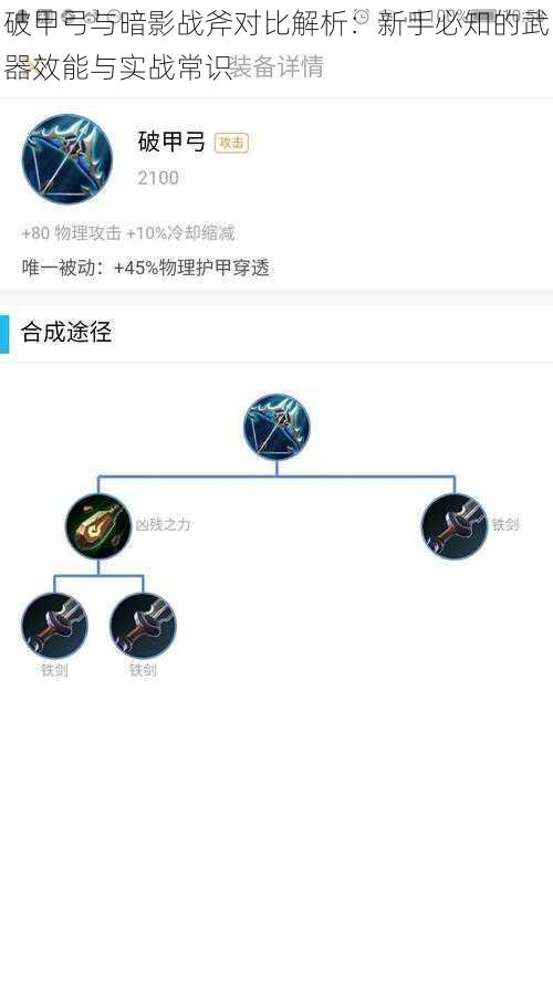 破甲弓与暗影战斧对比解析：新手必知的武器效能与实战常识