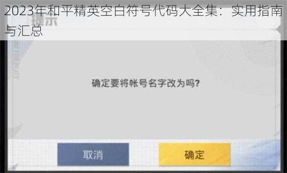 2023年和平精英空白符号代码大全集：实用指南与汇总