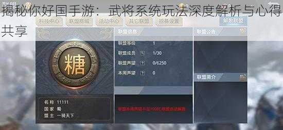 揭秘你好国手游：武将系统玩法深度解析与心得共享