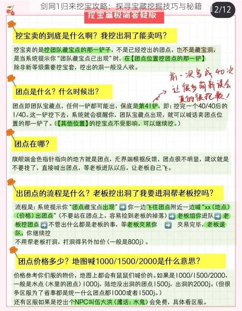 剑网1归来挖宝攻略：探寻宝藏挖掘技巧与秘籍