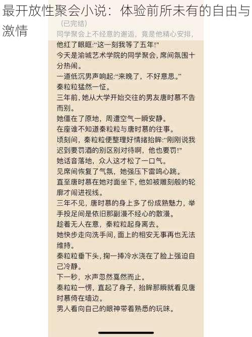 最开放性聚会小说：体验前所未有的自由与激情