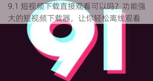 9.1 短视频下载直接观看可以吗？功能强大的短视频下载器，让你轻松离线观看