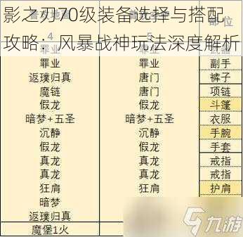 影之刃70级装备选择与搭配攻略：风暴战神玩法深度解析