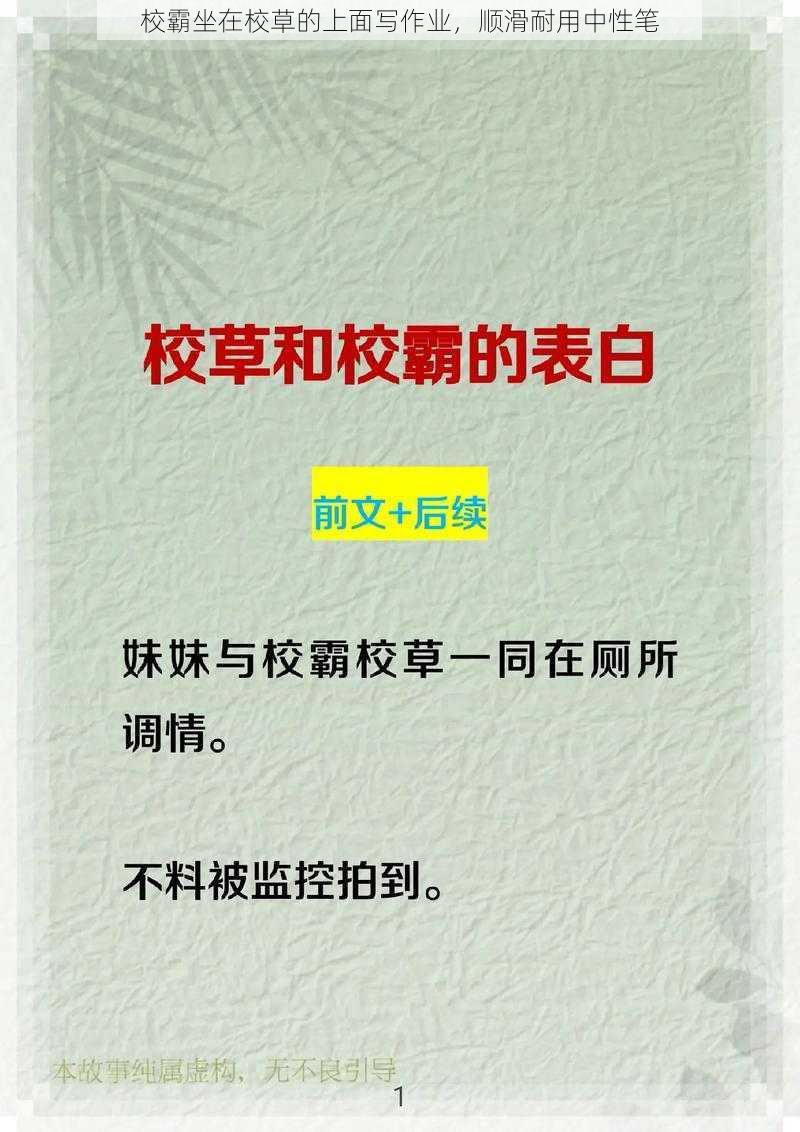 校霸坐在校草的上面写作业，顺滑耐用中性笔