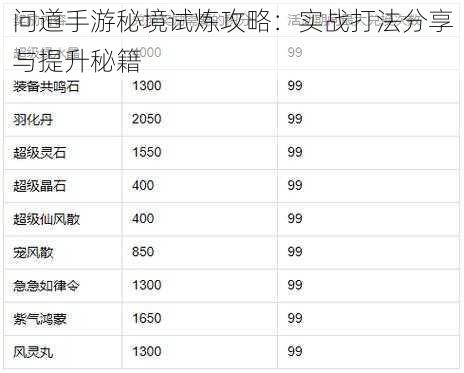 问道手游秘境试炼攻略：实战打法分享与提升秘籍