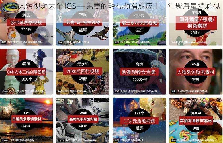 成品人短视频大全 IOS——免费的短视频播放应用，汇聚海量精彩视频