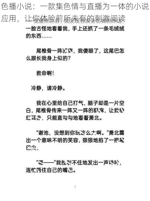 色播小说：一款集色情与直播为一体的小说应用，让你体验前所未有的刺激阅读