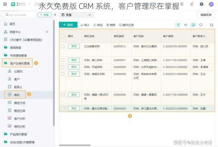 永久免费版 CRM 系统，客户管理尽在掌握