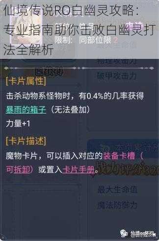 仙境传说RO白幽灵攻略：专业指南助你击败白幽灵打法全解析