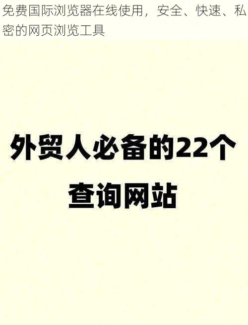 免费国际浏览器在线使用，安全、快速、私密的网页浏览工具