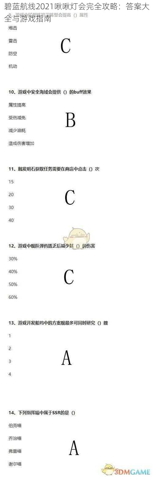 碧蓝航线2021啾啾灯会完全攻略：答案大全与游戏指南