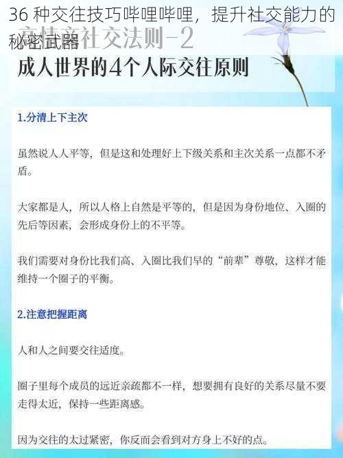 36 种交往技巧哔哩哔哩，提升社交能力的秘密武器