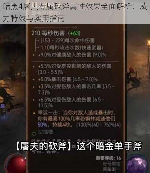 暗黑4屠夫专属砍斧属性效果全面解析：威力特效与实用指南