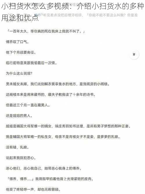 小扫货水怎么多视频：介绍小扫货水的多种用途和优点