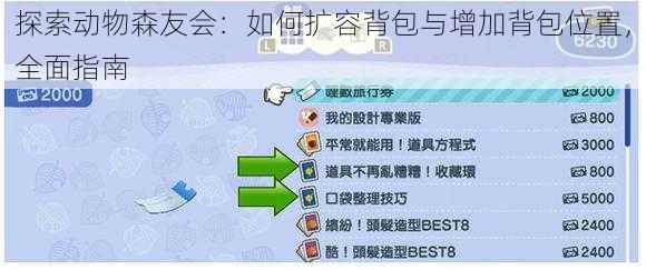 探索动物森友会：如何扩容背包与增加背包位置，全面指南