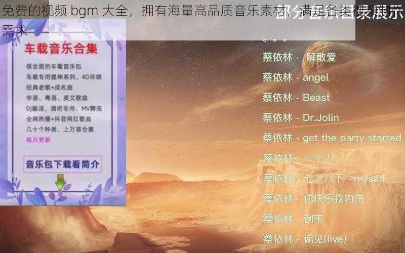 免费的视频 bgm 大全，拥有海量高品质音乐素材，满足各类视频制作需求